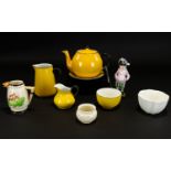 A Mixed Collection Of Ceramic Items To include Carltonware Black and yellow 1930's teapot,