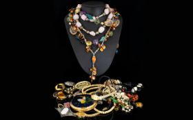 A Mixed Collection Of Costume Jewellery Dating throughout the 20th century to include dragonfly