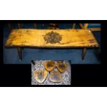 A Low Coffee Table Together With Four Pear Shaped Carved Stools low rectangular coffee table with