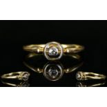 18ct Gold Pave Set Single Stone Diamond Ring. Marked 18ct. Ring Size - Q.
