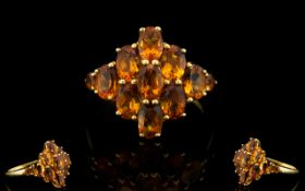 Madeira Citrine Cluster Ring,