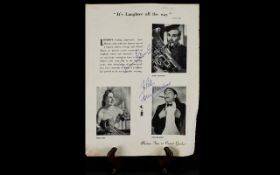 Tony Hancock & Jimmy Edwards Autographs on a souvenir programme page of 'London Laughs' 1951-1952.