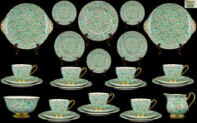 Shelley - 1930's Period Impressive Chintz ( 39 ) Piece Tea Service,