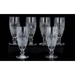 Waterford Cut Crystal Set of Six ( 6 ) Wine Glasses ' Colleen ' Pattern,