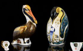 Royal Crown Derby Hand Painted Pair of Sea-life Paperweights.