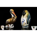 Royal Crown Derby Hand Painted Pair of Sea-life Paperweights.