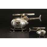 Contemporary Silver Plated Money Box In The Form of a Helicopter of Solid Construction with Moving