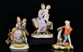 Capodimonte Hand Painted Porcelain Three (3) good quality figurines, titles 1.