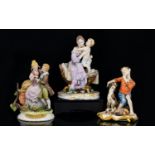 Capodimonte Hand Painted Porcelain Three (3) good quality figurines, titles 1.