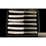 Mappin & Webb Set of Six Silver Handle Butter Knives of Excellent Quality,