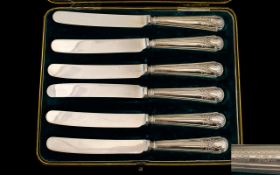 Mappin & Webb Set of Six Silver Handle Butter Knives of Excellent Quality,