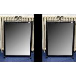 A Pair Of Contemporary Metal Framed Mirrors Two large rectangular mirrors in black metal frames