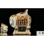 Royal Crown Derby Hand Painted Large and Impressive Imari Pattern Elephant Figural Paperweight,