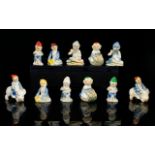 A Collection Of Wade Pixie/Gnome Miniature Porcelain Figures 11 In Total, Some Riding Pigs,