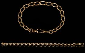 Antique Period - Nice Quality and Attractive 9ct Rose Gold Curb Bracelet,