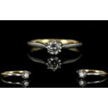 18ct Gold and Platinum Single Stone Diamond Ring. The Diamonds of Excellent Colour and Clarity.