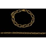9ct Gold - Triple Link Fancy Bracelet with Good Quality Clasp. Fully Hallmarked for 9ct - 375 Gold.