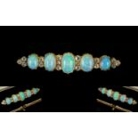 Victorian Period 18ct Gold Superb Quality & Stunning Opal & Diamond Set Brooch. The five-top quality