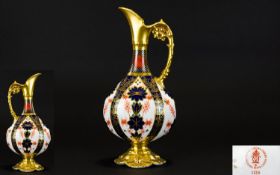 Royal Crown Derby Old Imari Solid Gold Band Ewer / Jug. Pattern 1128, Date 1987. Stands 10