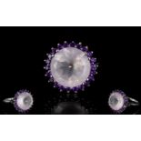 A Sterling Silver Galilea Rose Quartz And Amethyst Ring Wonderful Statement ring set with large