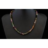 Multi Colour Tourmaline Rondelle Bead Necklace, the classic colours of tourmaline, green, pink,