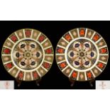 Royal Crown Derby Old Imari Hand Painted Pair of Large Cabinet Plates, Pattern No 1128 & Date 1974.