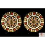 Royal Crown Derby Old Imari Pattern Hand Painted Pair of Cabinet Plates ( 2 ) Pattern No 1128,