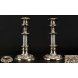 A Pair of Fine Quality and Solid SIlver Plated Pair of Classical Style Candlesticks From The Early