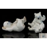 Royal Copenhagen Good Quality Porcelain Polar Bear Figures ( 2 ) Figures In Total.