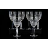 Waterford - Cut Crystal Set of Six Wine Glasses ' Colleen ' Pattern, Faceted Stems,