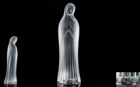 Lalique Frosted Glass Figure of a Standing Madonna with Hands Together Praying. c.1946 - 1977.