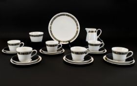 Royal Tuscan Fine Bone China Part Teaset 'Cascade' Design. Comprises 6 Cups And Saucers, Sandwich