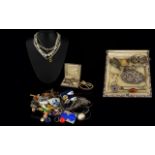 A Collection Of Silver Brooches And Mixed Costume Jewellery A varied lot to include Edwardian oval