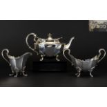 Edwardian Superb Quality Bachelors 3 Piece Solid Silver Tea Services of Excellent Proportions and