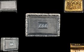 George IV Superb Quality Hinged Silver Vinaigrette with gilt interior and ornate pierced grille.