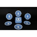 Wedgwood Royal Silver Wedding 7 assorted pieces in Blue Jasper, 6 Round Sweet Dishes; 3 The Queen,