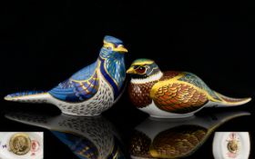 Royal Crown Derby Collectors Guild Exclusive Paperweight ' Woodland Pheasant ' Gold Stopper,