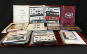 Box Containing Seven Stamp Albums To Include Royal Mail Mint Stamps, Presentation Packs,