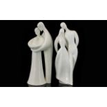 Royal Doulton Pair Of Contemporary Porcelain Figures 1. "Lovers" HN 2762 height 13 inches. 2.