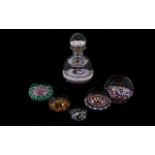 A Good Collection of Vintage Millefiori Glass Paperweights - Various Sizes and Shapes ( 6 ) Six In