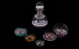 A Good Collection of Vintage Millefiori Glass Paperweights - Various Sizes and Shapes ( 6 ) Six In