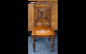 Victorian Period Nice Quality and Solid Oak Hall Chair. c.1880.