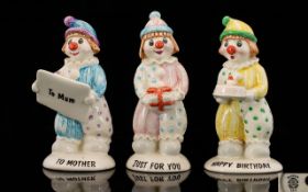 Beswick Hand Painted Clown Figures ( 3 ) In Total.