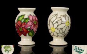 Moorcroft Pair of Modern - Rare Tubelined Miniature Vases ( 2 ) Two Vases In Total. One with Only