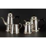 Silver Plated 1950's Four Piece Coffee Set of Good Form / Design.