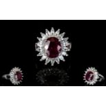 Ladies - Ltd Edition and Exclusive Excellent Quality African Ruby and White Topaz Sterling Silver