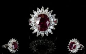 Ladies - Ltd Edition and Exclusive Excellent Quality African Ruby and White Topaz Sterling Silver