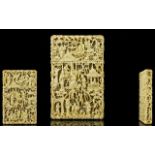 Chinese - Canton Superb Quality Carved Ivory ( Deep Carvings ) Card Case. c.