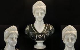 A Late 19th /Early 20th Century Art Nouveau Marble Portrait Bust - Possibly Queen Alexandra Of