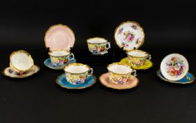 Hammersley & Co Set of Six Hand Painted Fine Bone China Cups - In The Queen Ann 13166 Pattern.